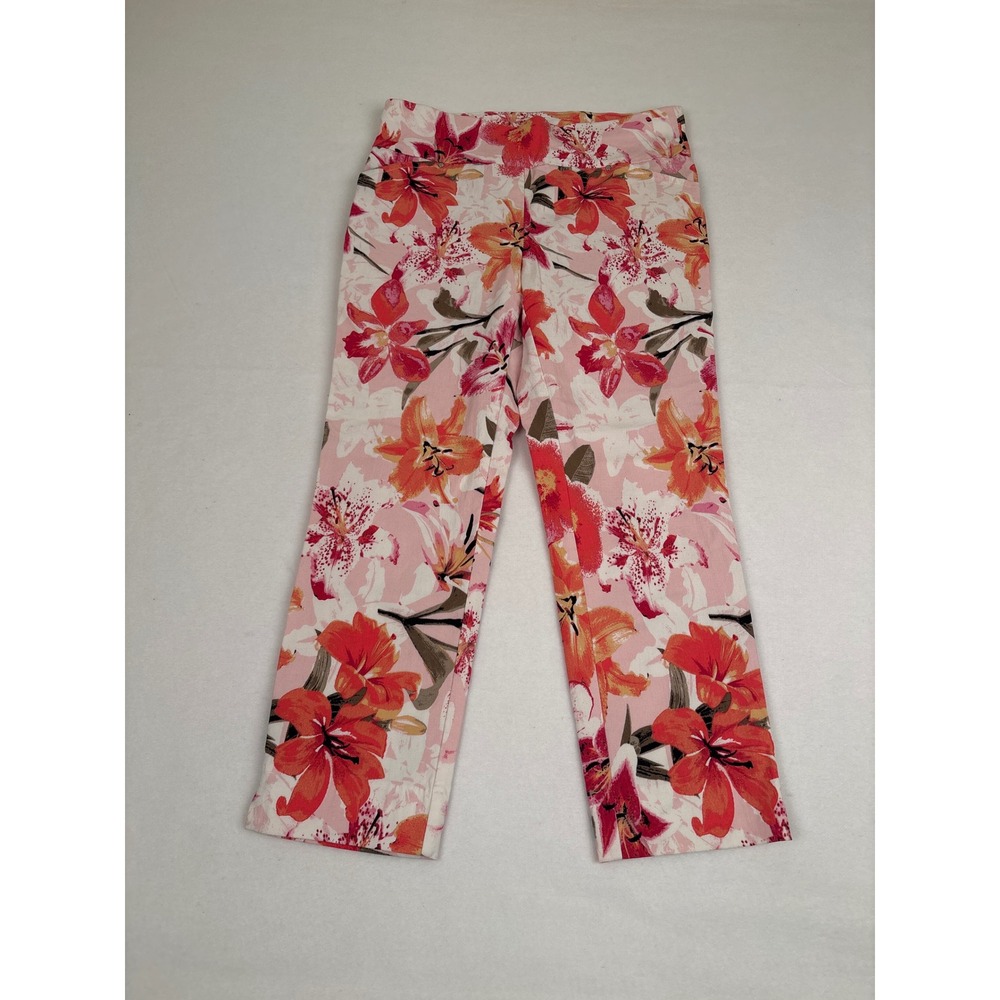 Jules & Leopold Pink Floral Lily Print Pull On Stretch Pants CHU23763A Size S